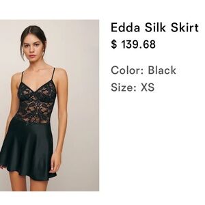 Reformation Edda Silk Skirt Black - Size XS